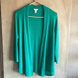 Chico’s Cardigan Open Front Lightweight Emerald Green Women’s Sz: M
